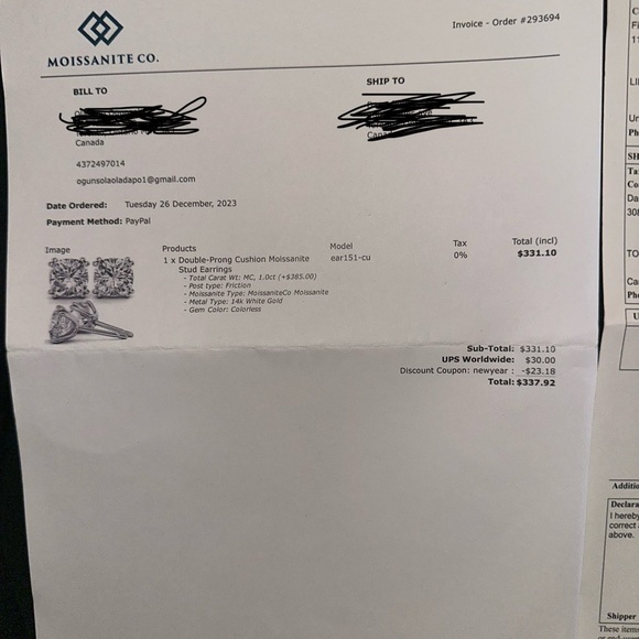 Authentic Moissanite earring - Picture 3 of 4